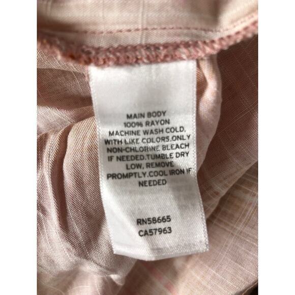 bpTop Plaid Crop Long Sleeve Collared Button-Up Shirt Pink Tan NWT Medium - Picture 5 of 7